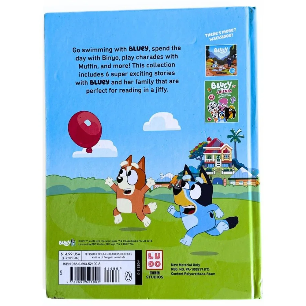 DISNEY BLUEY 5-Minute Stories: 6 Stories Hardcover Children's Kids EUC